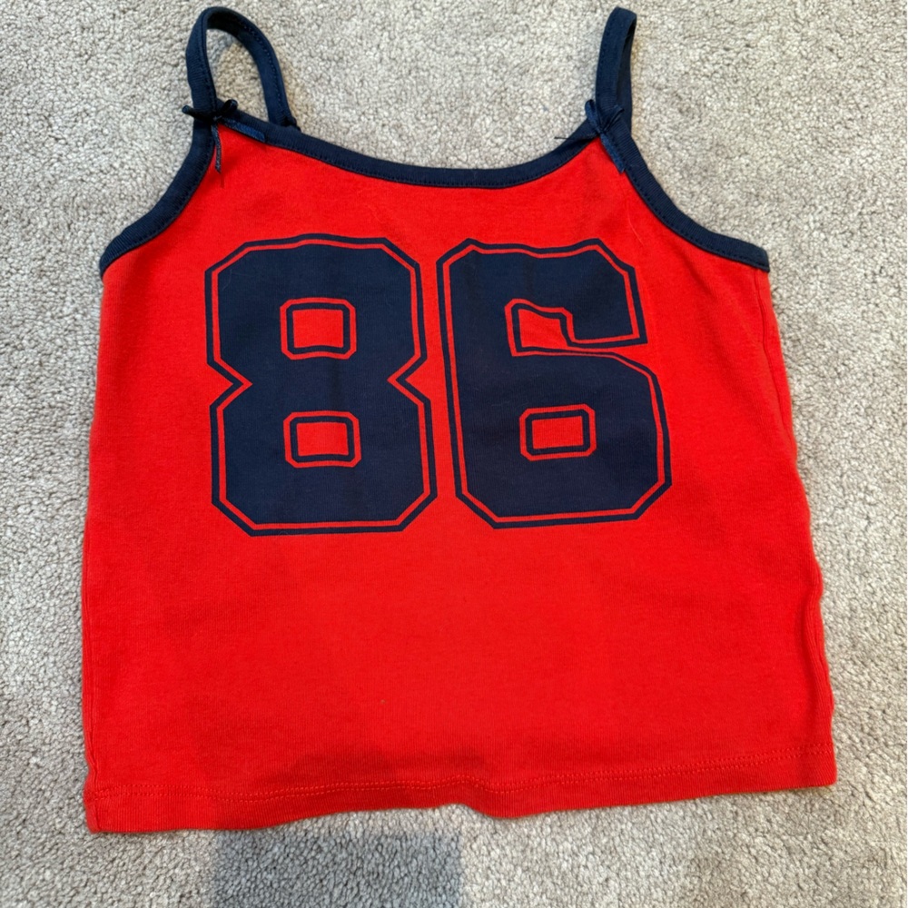art class Red Camisole with Navy Accents
